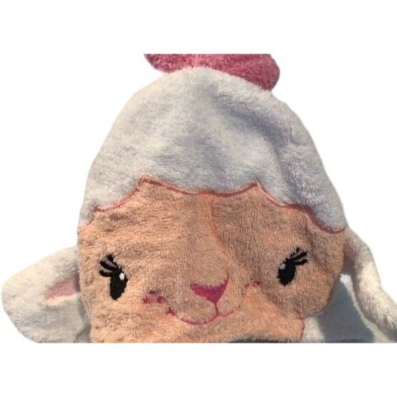 Disney Lambie Doc McStuffin Terrycloth Hooded Bath Wrap white pink ruffles kids - Picture 2 of 4